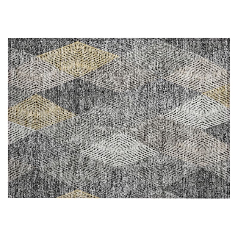 Machine Washable Indoor/ Outdoor Diamond Stripes Chantille Rug