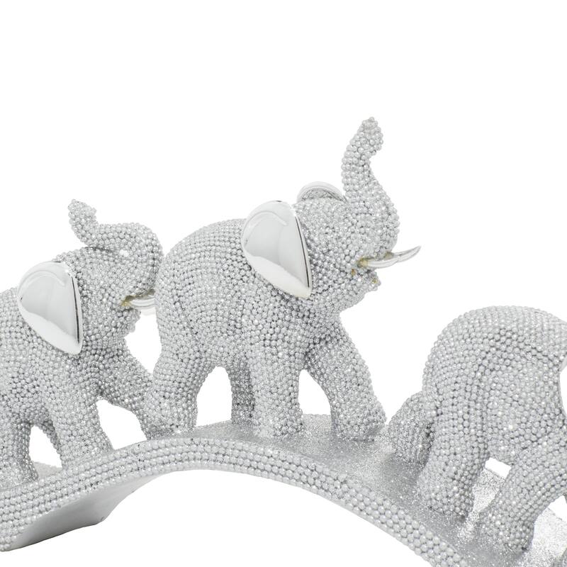 Silver Polystone Elephant Decorative Sculpture