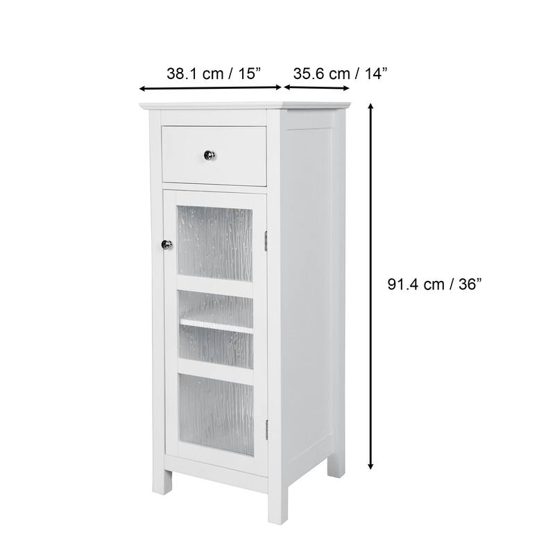 Teamson Home Connor Floor Accent Cabinet with Water-Textured Glass