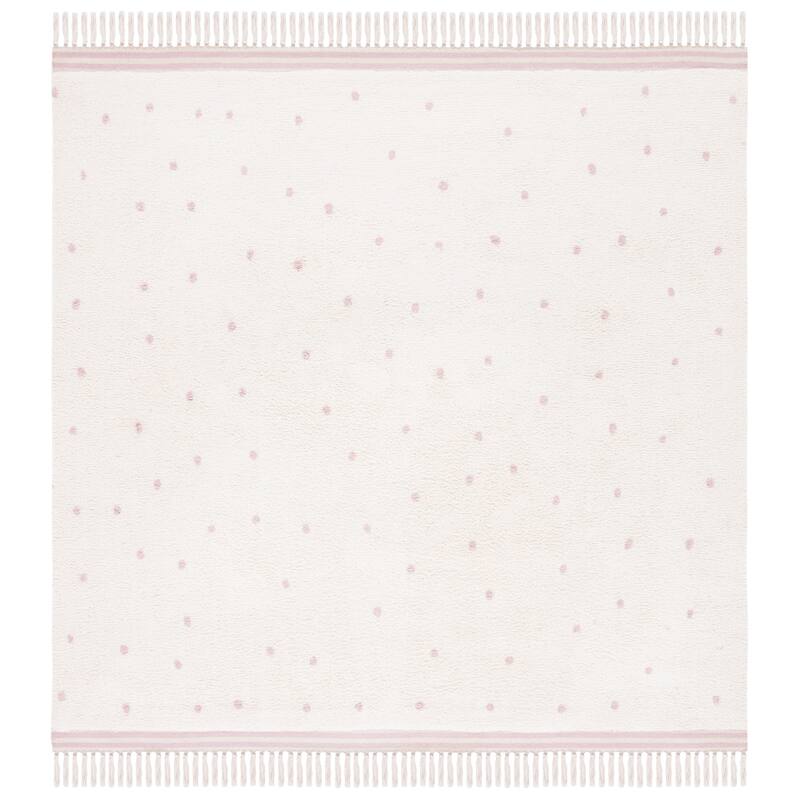 SAFAVIEH Easy Care Machine Washable Apolonia Arbenita Rug - 8' Square - Ivory/Pink - Square