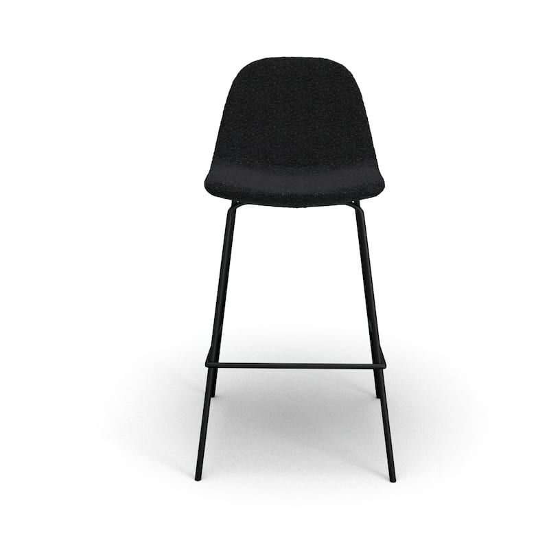 Counter Stools in White Boucle Black Legs (Set of 2) - Black Boucle