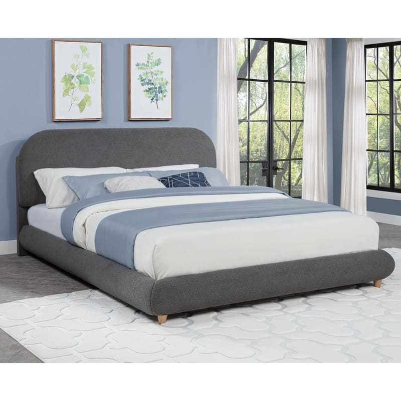 Best Master Furniture Tranquil Retreat Fleece Upholstered Platform Bed - Gray