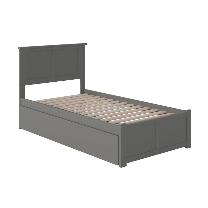 AFI Madison Twin Size Platform Bed with Footboard & Storage Drawers in Grey