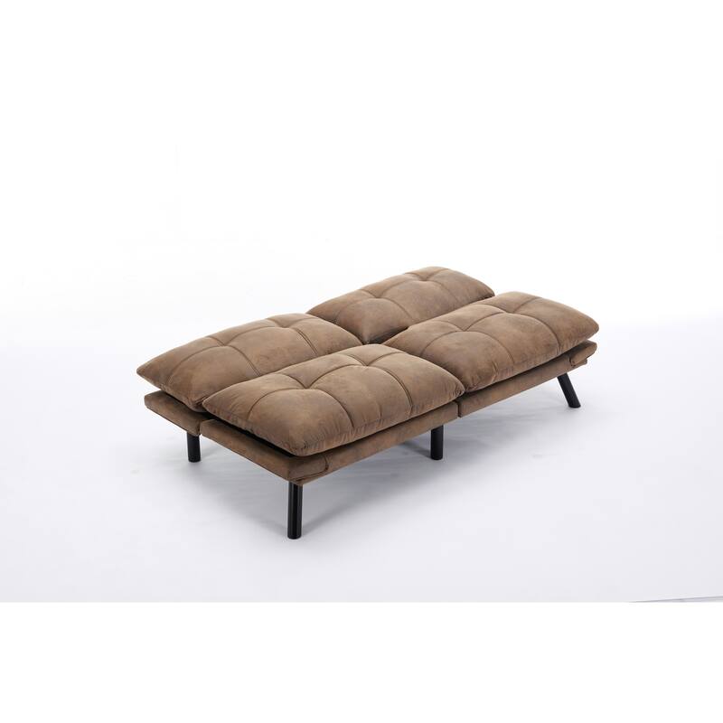 70.87" Leather-Look Convertible Sofa Bed, Adjustable Backrest