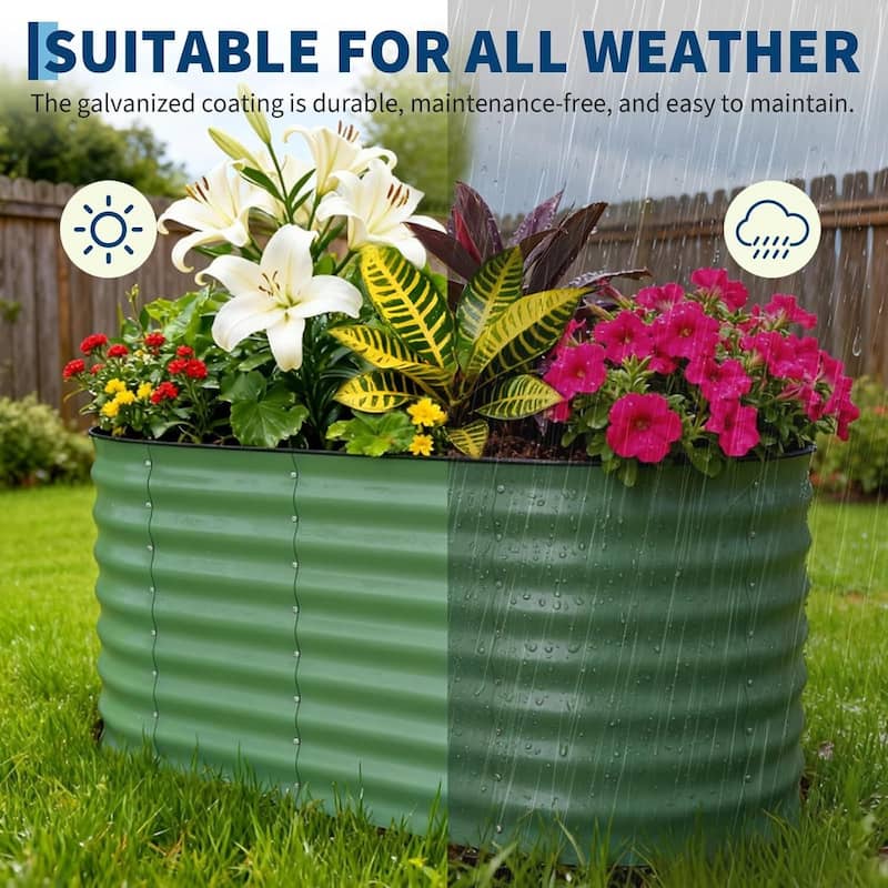 2 PCS 4x2x2 FT Galvanized Steel Raised Garden Bed, Planter for Vegetables, Flowers with Anti-Cut Strips - N/A