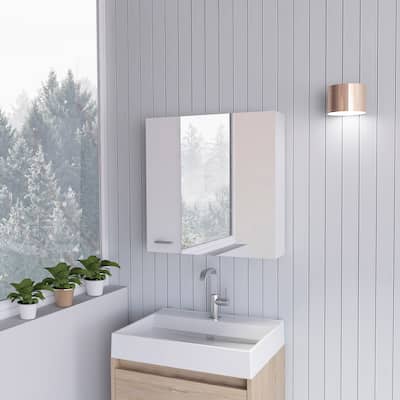 Medicine Cabinet with Four Internal Shelves and Double Doors- Space-Saving Wall-Mounted