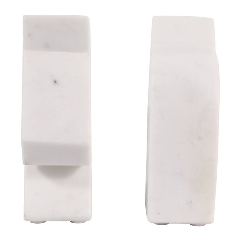 Modern Marble Horse Head Book Ends - Set of 2, 6", White - 6.0"