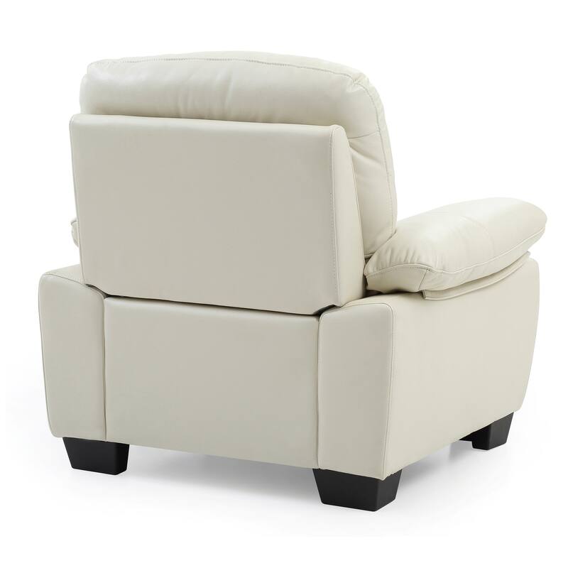 Solid Faux Leather Upholstered Accent Chair - 39" - Beige