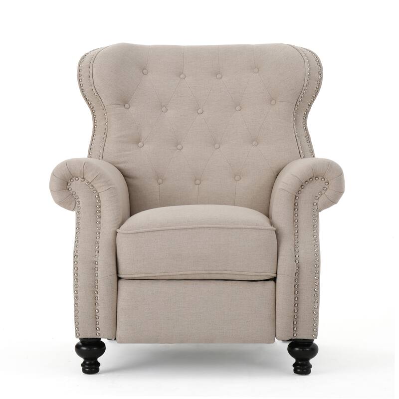 Contemporary Tufted Push Rack Recliner with Nailhead Decoration for Primary Living Space