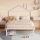 preview thumbnail 1 of 7, Full Size Metal Platform Bed,House-Shaped Headboard Design,two drawers,Pink Pink - Full