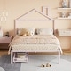 preview thumbnail 59 of 75, Metal Platform Bed with 2 Drawers, Bedroom Kids Bed Frame with House-Shaped Headboard Design and Support Slats, Easy Assembly
