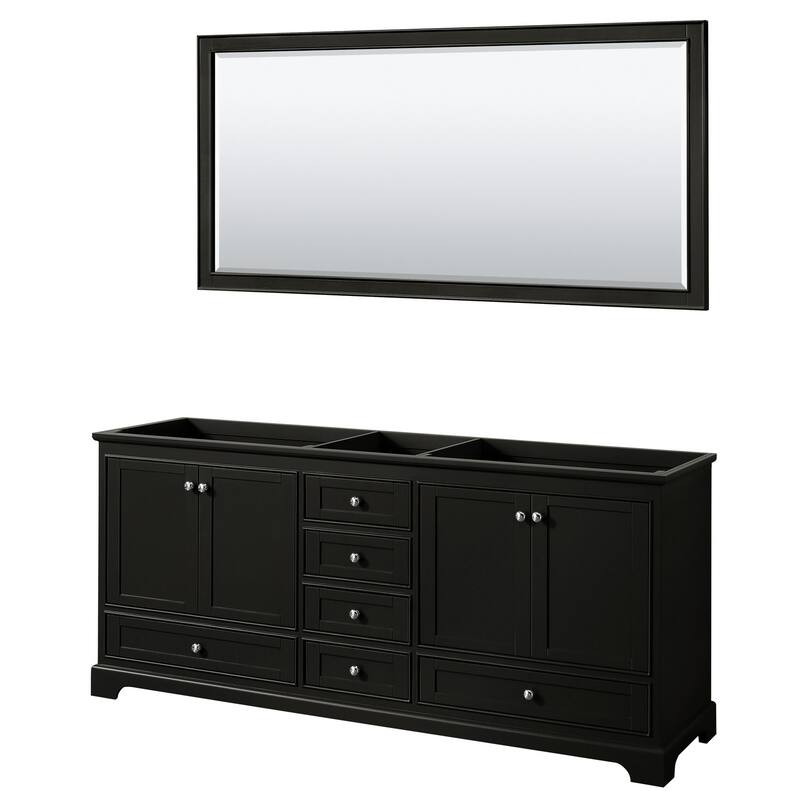 Wyndham Collection Deborah 79" Free Standing Double Wood Vanity - Dark Espresso / Polished Chrome Hardware