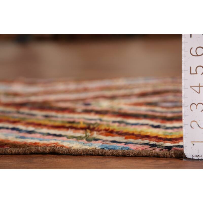 Geometric Moroccan Runner Rug Hand-Knotted Tribal Oriental Wool Carpet - 2'11" x 9'5"