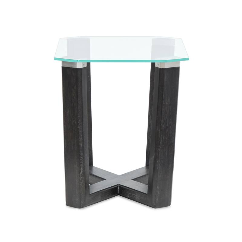 Magnussen Home Wexler Black Truffle And Clear Glass Rectangular End Table - 20''W x 26''D x 23''H
