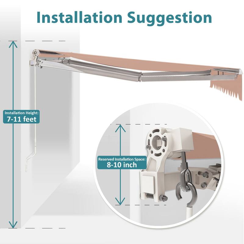 MCombo13x8Feet Manual Retractable Patio Door Window Awning Sunshade Shelter Outdoor Canopy