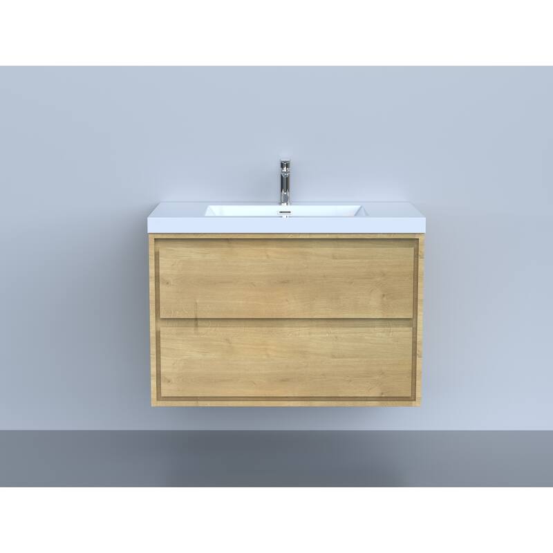 Sage 36" wall mounted bathroom vanity with single basin acrylic top