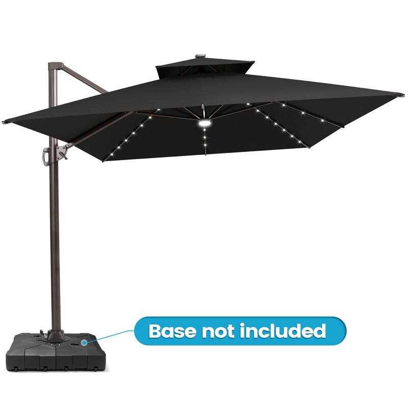 10 FT x 13 FT Outdoor LED Lighted Double Top Patio Cantilever Umbrella