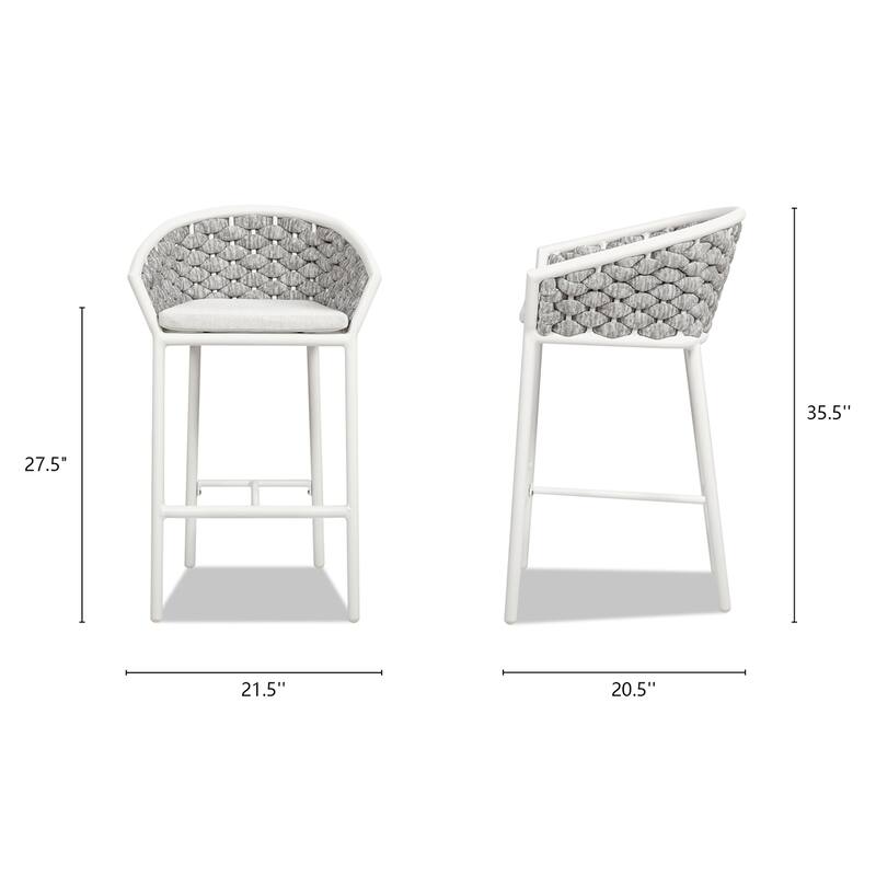 Rope Barrel Low Back Patio Counter Stool