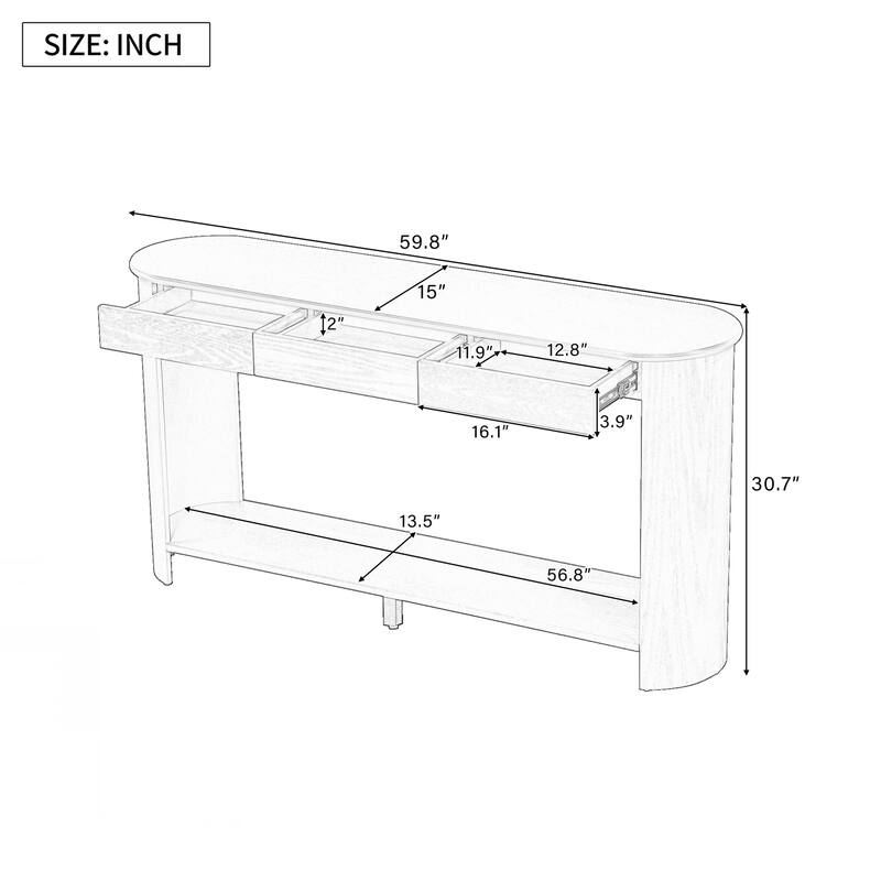 Console Table with 3 Drawers,Farmhouse Entryway Table with Shelf