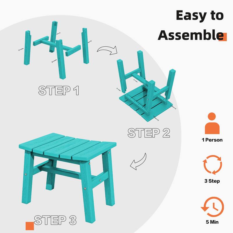 Outdoor Patio HDPE Ottoman Footstool, Extra Seat