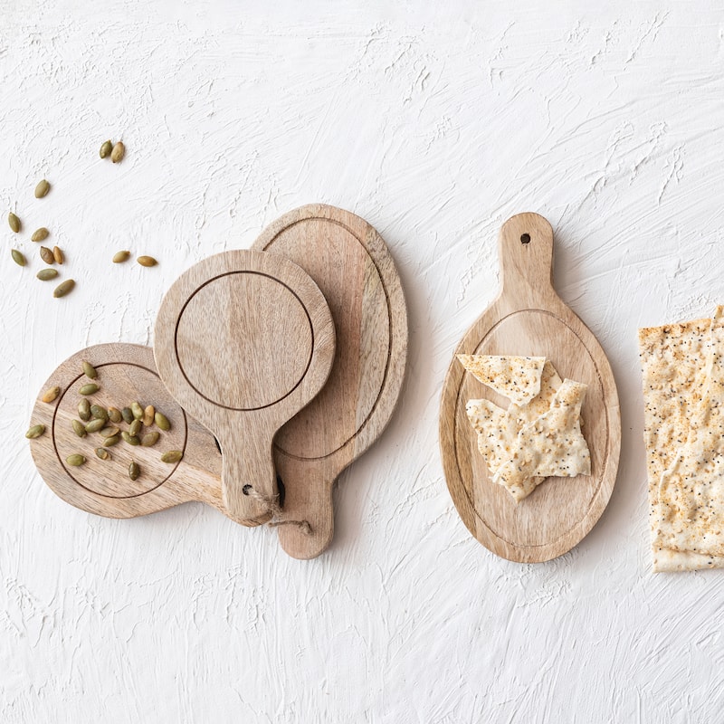 Wood Serving Boards with Handles - 8.3"L x 4.3"W x 0.8"H
