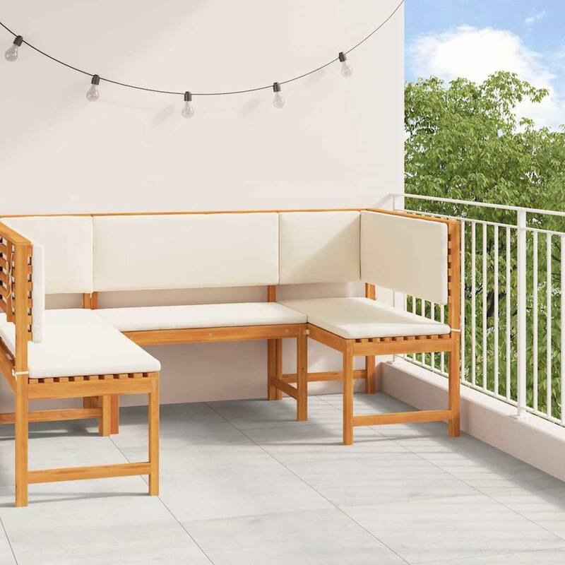 vidaXL Garden Bench Set Brown solid acacia wood - 20 x 35 x 30 - Brown-2 benches + 1 chair - Form (12)
