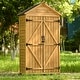 preview thumbnail 12 of 18, Outdoor Wood Lean-to Storage Shed Tool Organizer 3-tier Shelves - 5.8ft x 3ft Natural