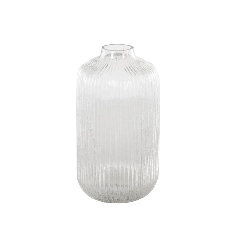 Glass Ribbed Fluted Vase - Clear - Roche River Decor