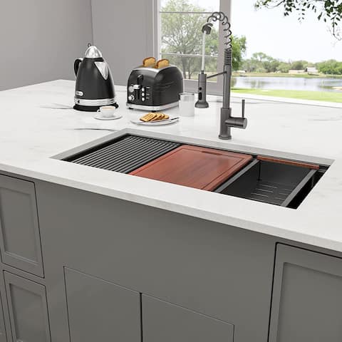 DORNBERG Workstation 32" L X 19" W Undermount Kitchen Sink With Accessories