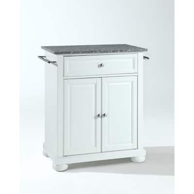 Kitchen Island Cart Granite Top Portable Kitchen Storage Island Modern Kitchen Furniture White Gray