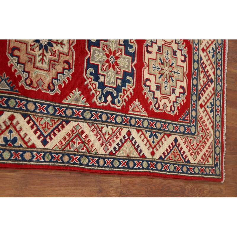 Red Kazak Oriental Runner Rug Hand-Knotted Wool Carpet - 2'9" x 9'3"