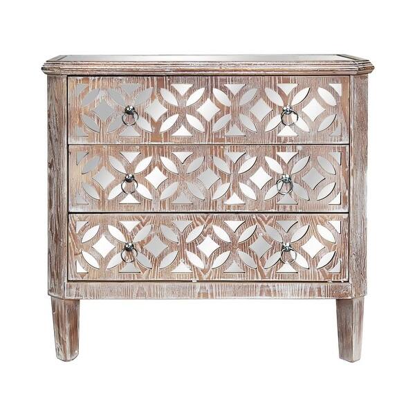 Shop Delacora Bs Iab0001 Rayna 33 5 16 Wide 3 Drawer Wood Nightstand Mirrored Overstock 22341099