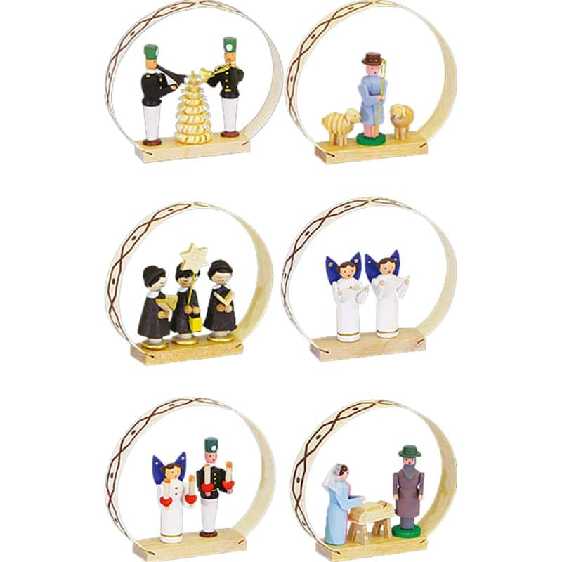 6 Warm Vibrant Hcrafted Assorted Figures Richard Glaesser Ornaments 3"