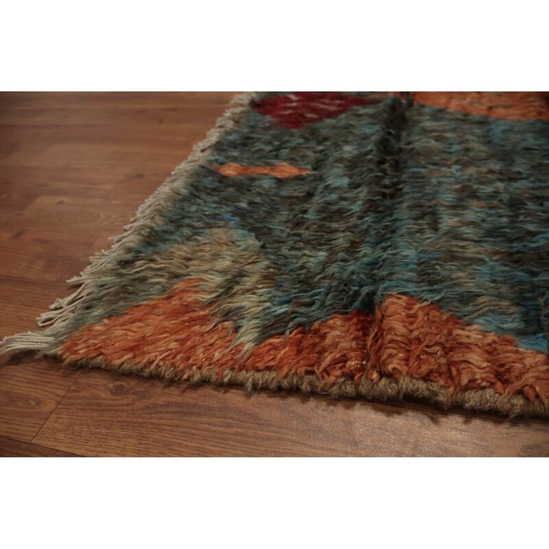 Hand Knotted Oriental 100% Wool Carpet Modern Tribal Brown Moroccan Area Rug - 10' 2'' X 7' 11''