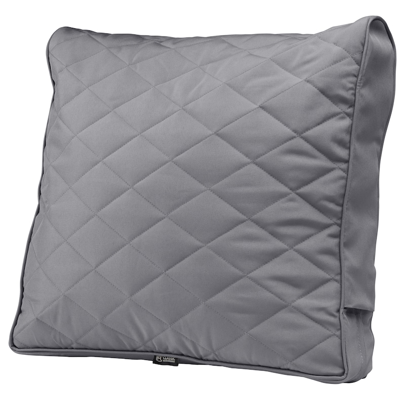 Classic Accessories Montlake FadeSafe Patio Chair/Loveseat Back Quilted Cushion - Grey - 21"W x 20"H x 4"Thick