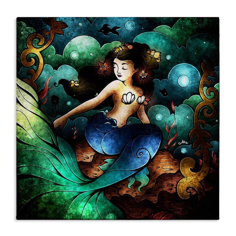 Stupell Vivid Deco Mermaid Canvas Wall Art Design By Mandie Manzano - 17 x 17