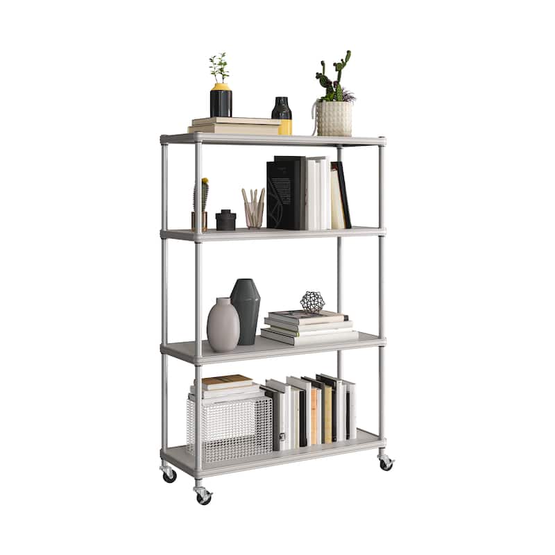 Seville Classics HOME 4-Tier Steel Shelving with Shelf Liners - Platinum