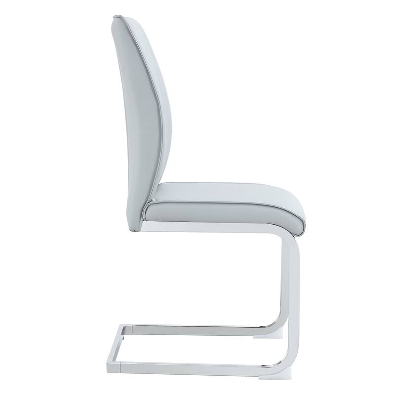 Set of 8 High Resilience Dining Chair with Arched Metal Silver Leg