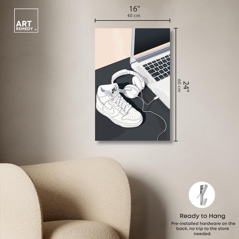 Laptop Sneaker Study Canvas by Art Remedy, Gallery Wrapped