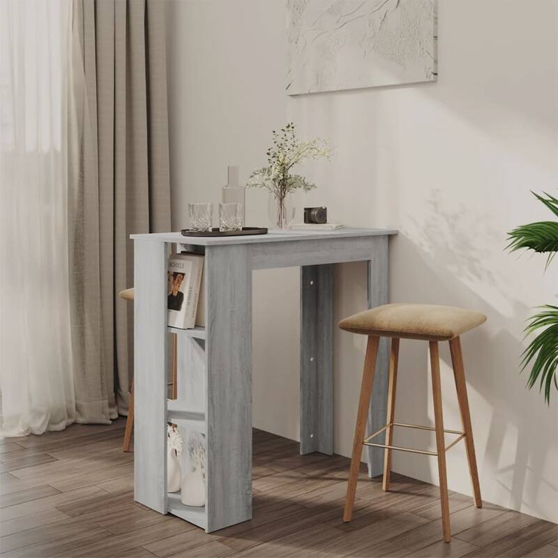 vidaXL Bar Table Kitchen Pub Table Bistro Table with Shelf Engineered Wood - 40.2" x 19.7" x 40.7"