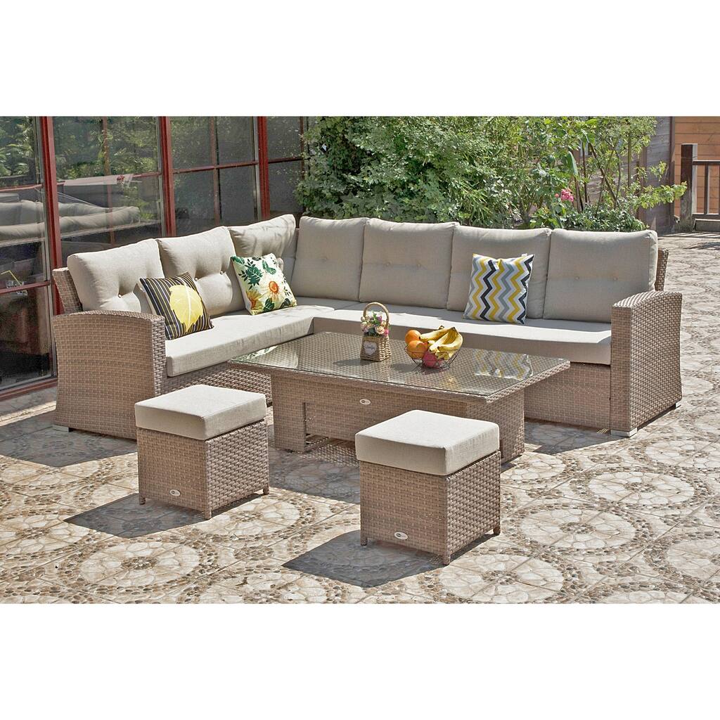 Watqen Outdoor Wicker 5PC Conversation Set