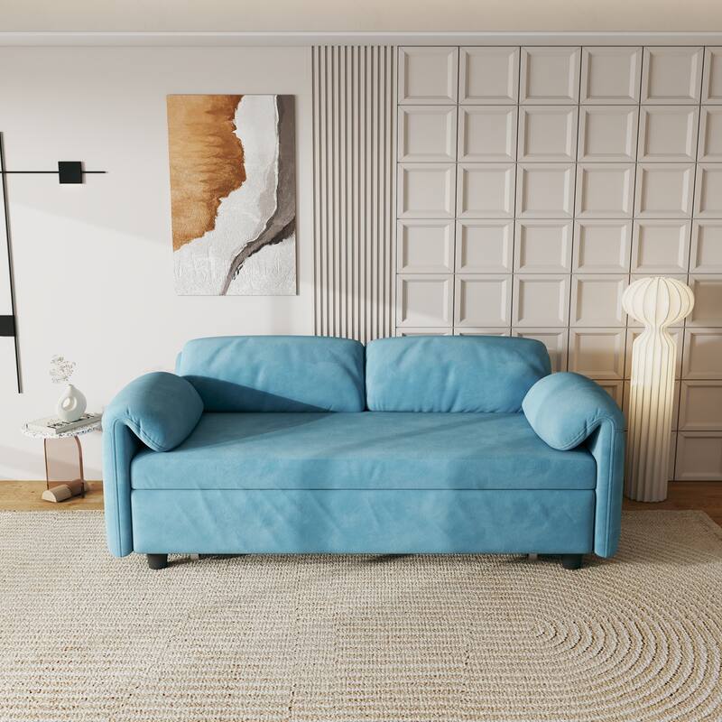 Sofa at the Forefront: 54-inch Velvet Sofa Bed for Multi-purpose Living Spaces, Featuring a Retractable Bed