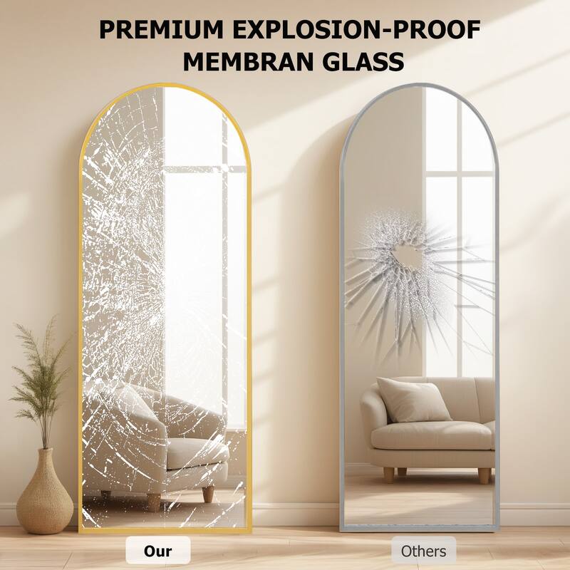 Full Length Mirror with Stand, Floor Mirror with Aluminum Alloy Frame for Bedroom, Standing Full Body Mirror for Wall, Cloakroom