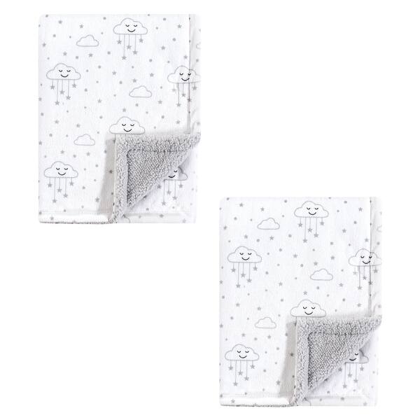 slide 1 of 1, Hudson Baby Unisex Baby Plush Mink and Faux Shearling Blanket, Gray Clouds 2-Piece, One Size - Gray Clouds 2-Piece - One Size One Size - Gray Clouds 2-Piece