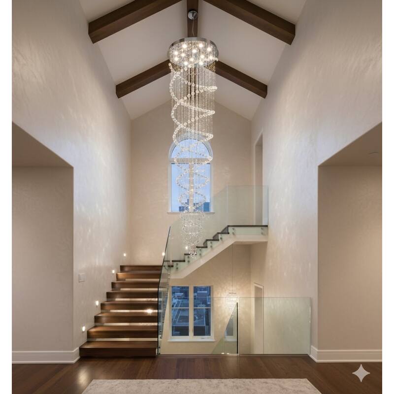 12-Light Chrome Chandelier With Clear Hanging Crystals