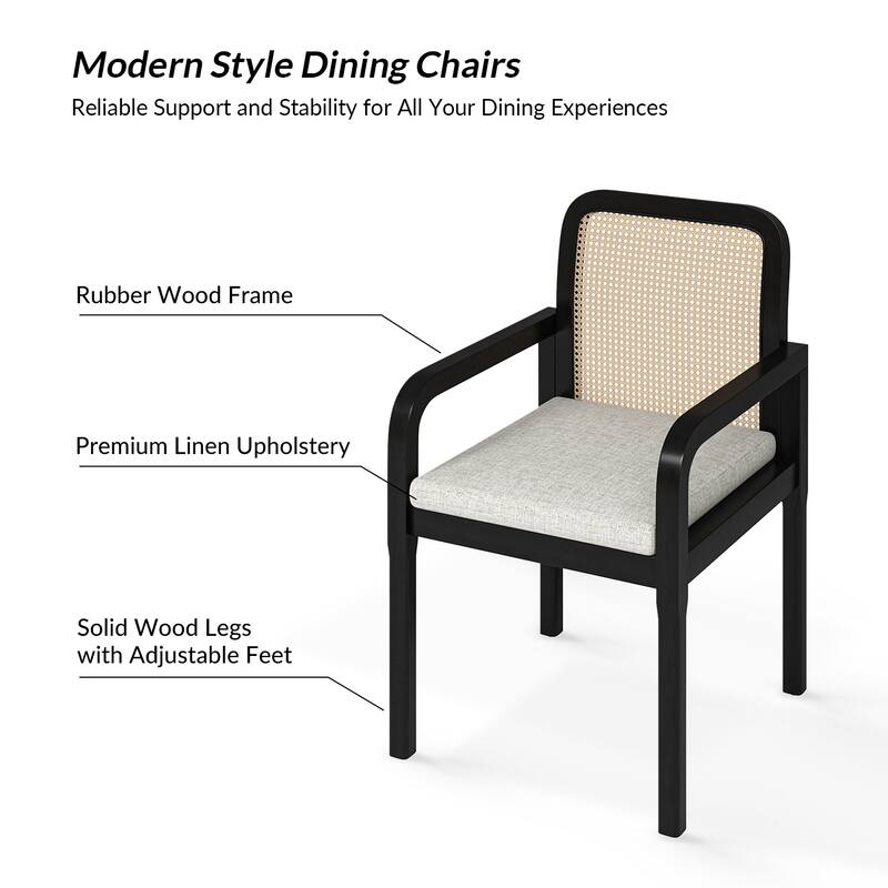 Antoine Modern Ratten Back Dining Chair with Removable Cushion by HULALA HOME