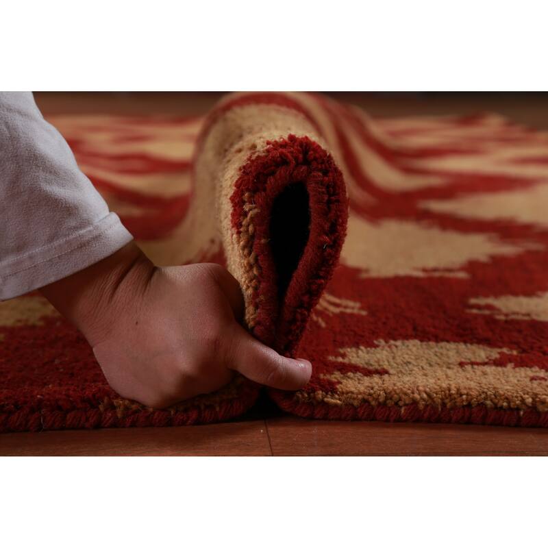 Hand Knotted Oriental 100% Wool Carpet Modern Geometric Oranges & Rust Moroccan Area Rug - 11' 7'' X 9' 0''