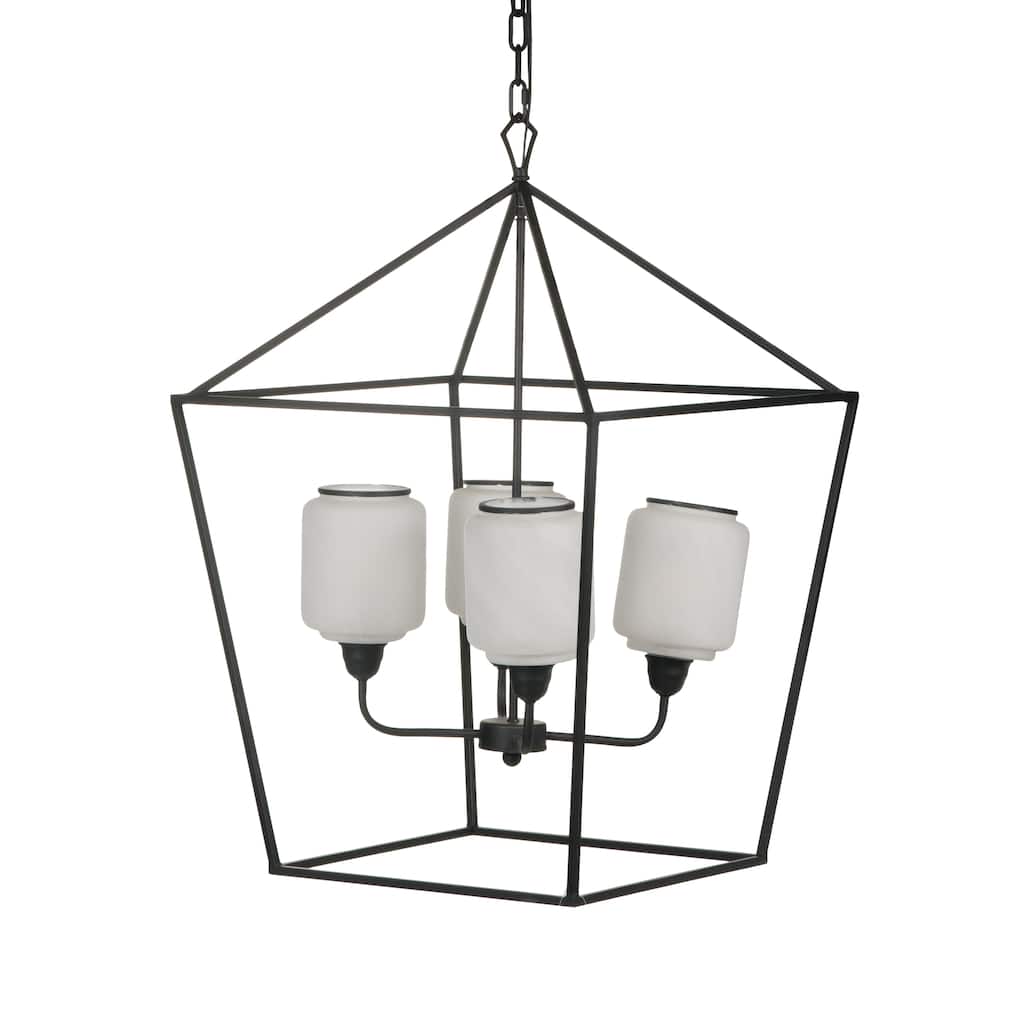 21.7x21.7x33.5 " Iron Chandelier, Sleek Industrial Style Hanging Light Fixture, Bulb Not Included