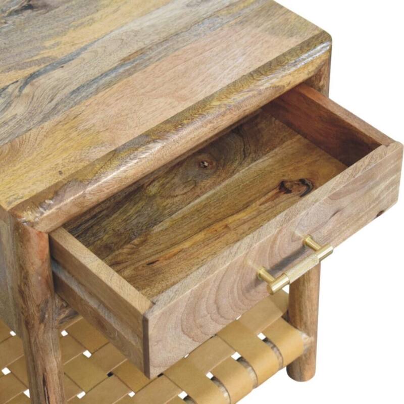 Artisan Furniture Solid Wood Regency Woven Oak-ish Nightstand with Drawer