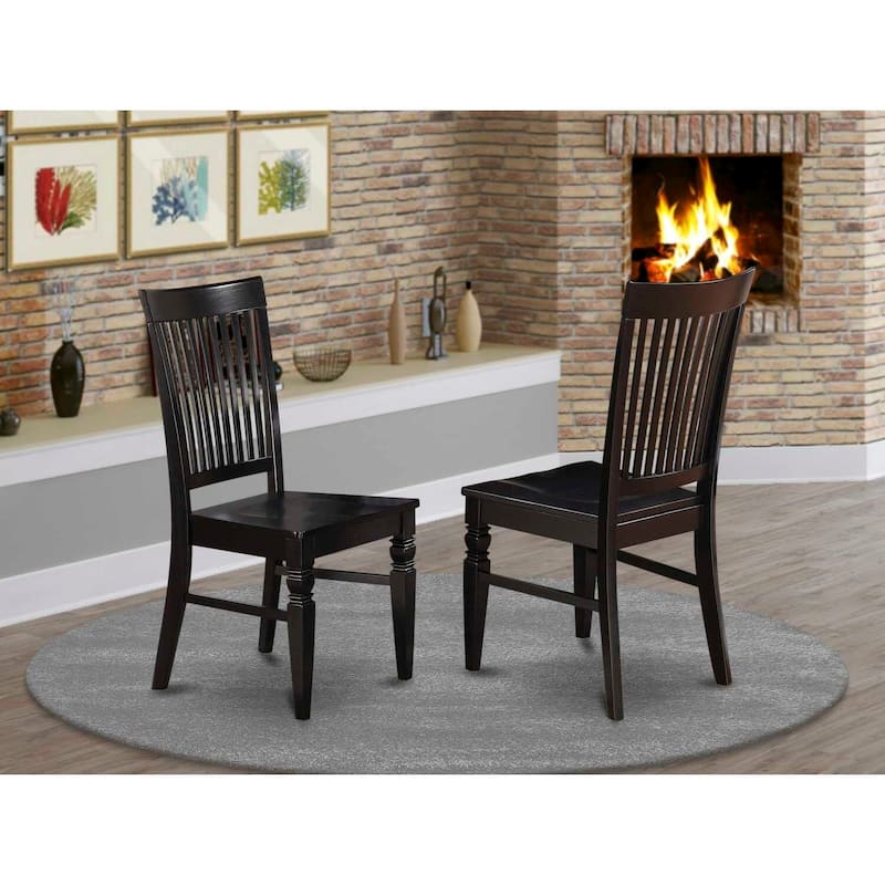 Slatted Back Wood Dining Chairs - Handmade Kitchen Seating with Durable Solid Wood Frame - 18
